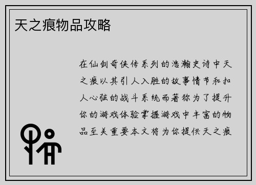 天之痕物品攻略